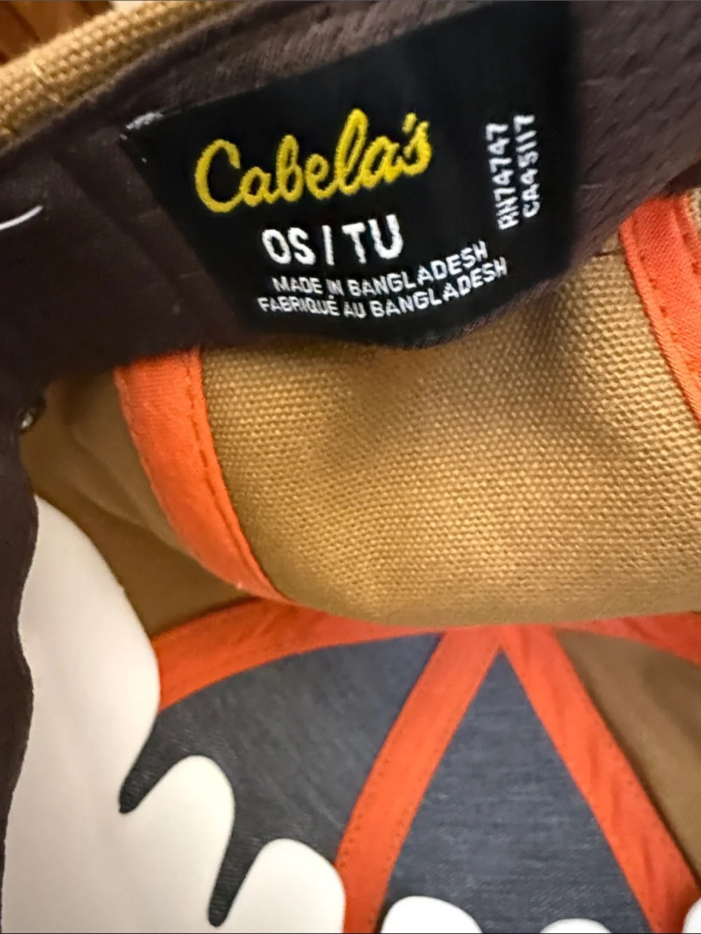 Cabela's Brown & Black Embroidered Pointing Dog Trucker Hat with Orange Trim